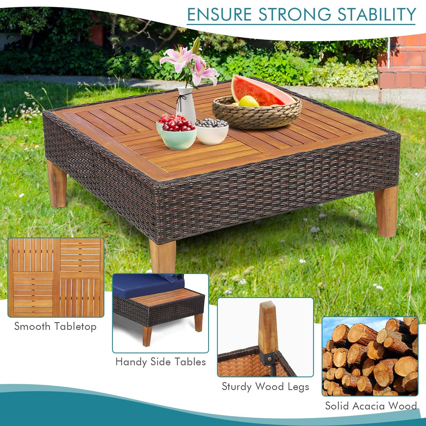 5 Seater Garden Rattan Corner Sofa Set