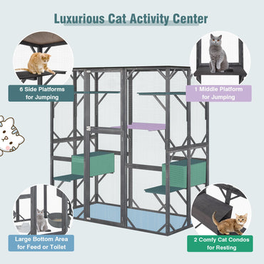 Large Outdoor Cat House with 7 Jumping Platforms