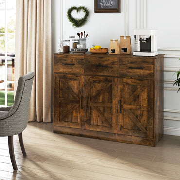 Sideboard Storage Cabinet, Large Kitchen Cupboard with Adjustable Shelf