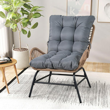 PE Rattan Leisure Chair with Cushion and Solid Metal Frame