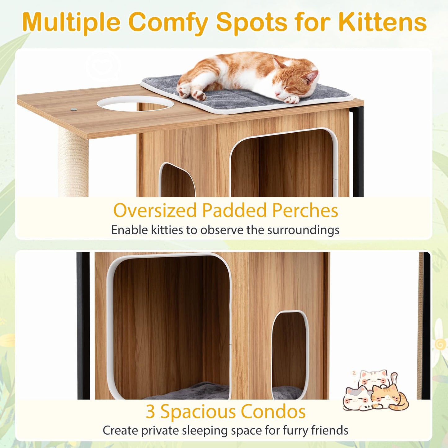 133cm Multi-level Cats Climbing Tower with Scratching Posts