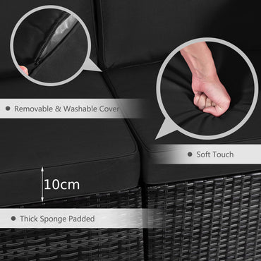 6 PCS Corner Patio Conversation Sofa Set with Tempered Glass Table and Cushions