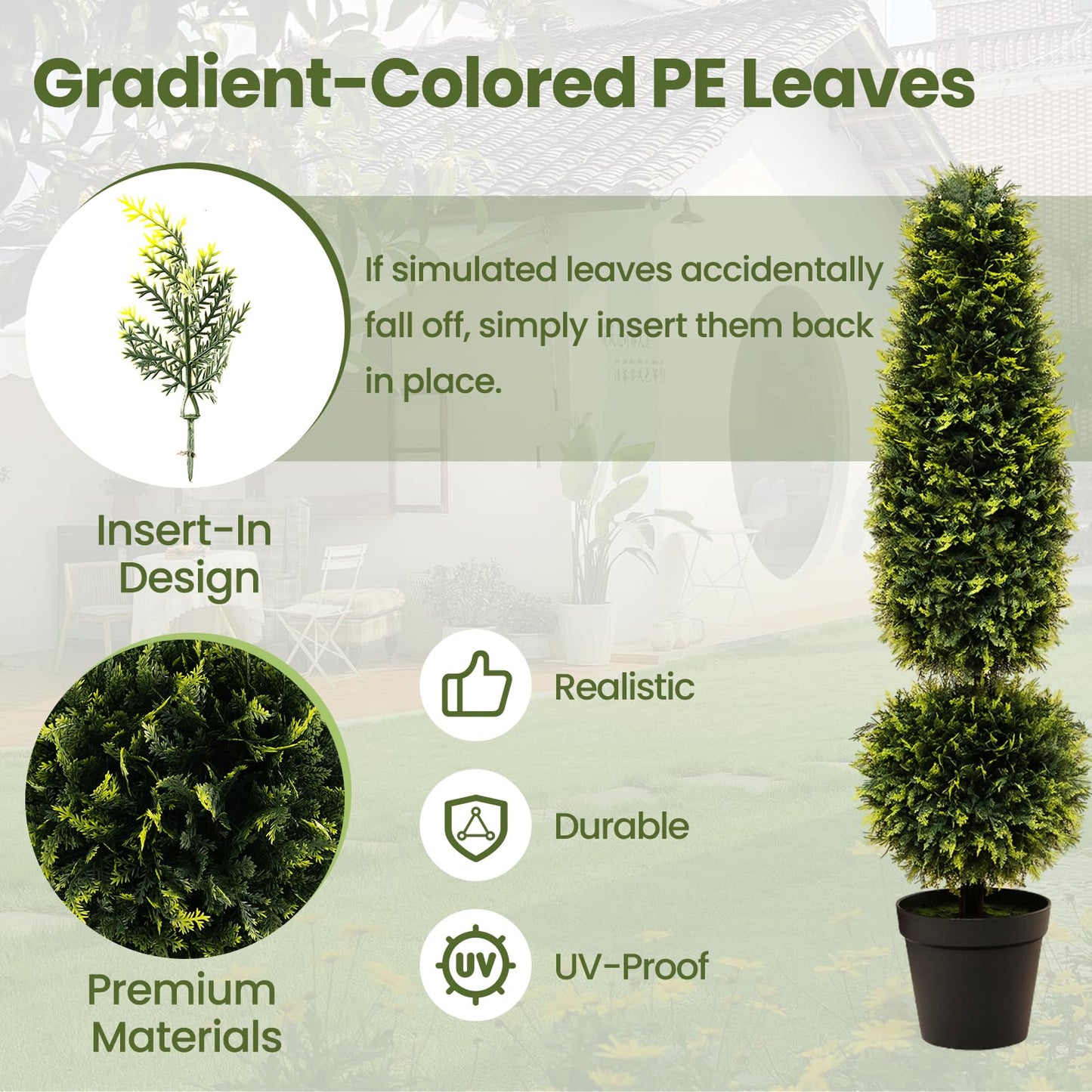 120 CM Artificial Boxwood Topiary Tree with Cement-Filled Flowerpot