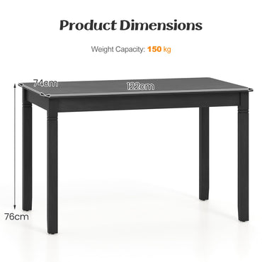 Wooden Rectangular Dining Table with Rubber Wood Legs for 4 People