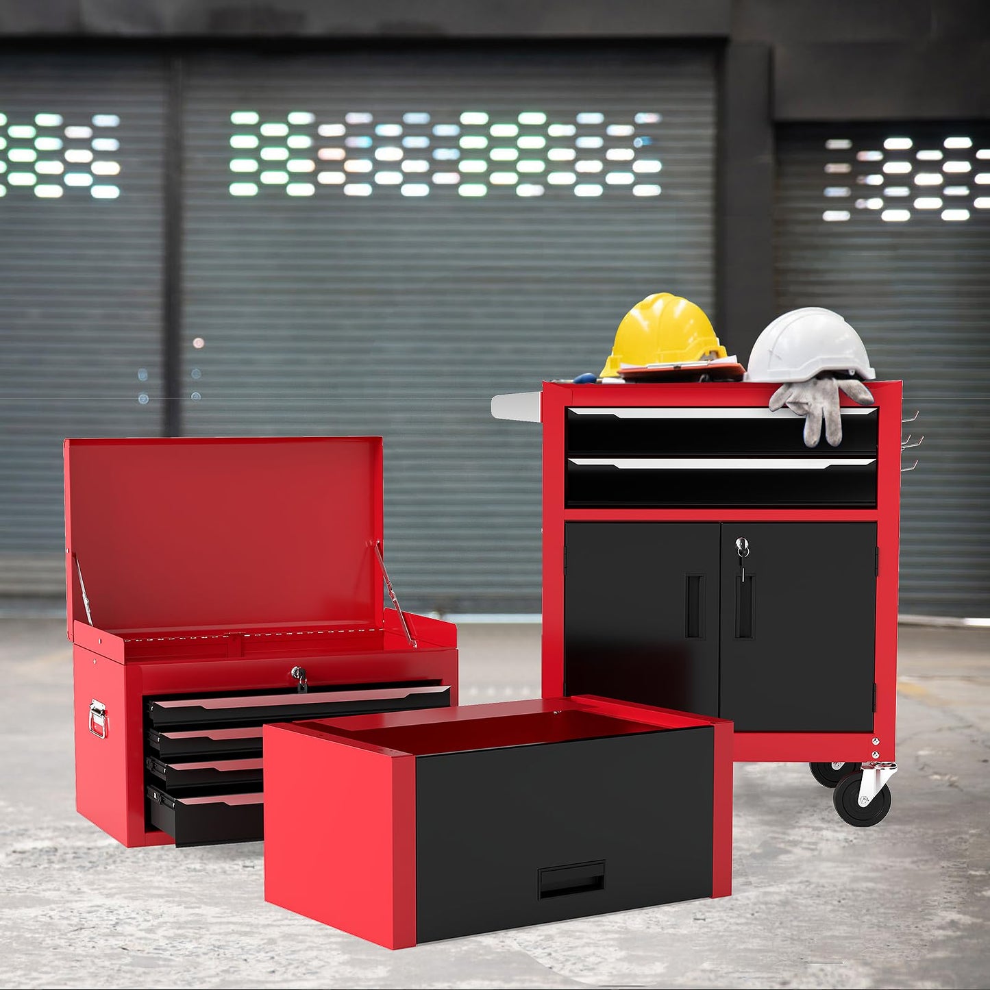 6 Drawer Rolling Tool Chest with Universal Wheels and Hooks