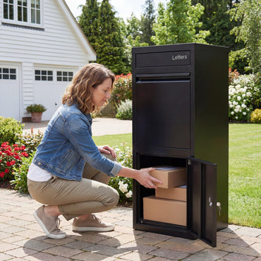 GiantexUK Outdoor Parcel Delivery Box, Large Galvanized Steel Parcel Drop Box with Anti-Theft Design