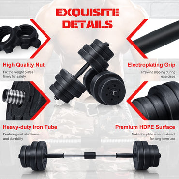Adjustable Weight 2 in 1 Dumbbell/Barbell Set 30KG