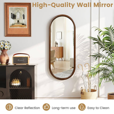Hanging Mirror Full Length Mirror Wood Frame Wall-Mounted Mirror