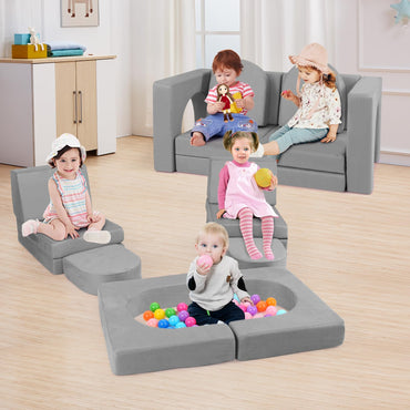 8 Piece Modular Kids Play Couch with Machine washable Covers
