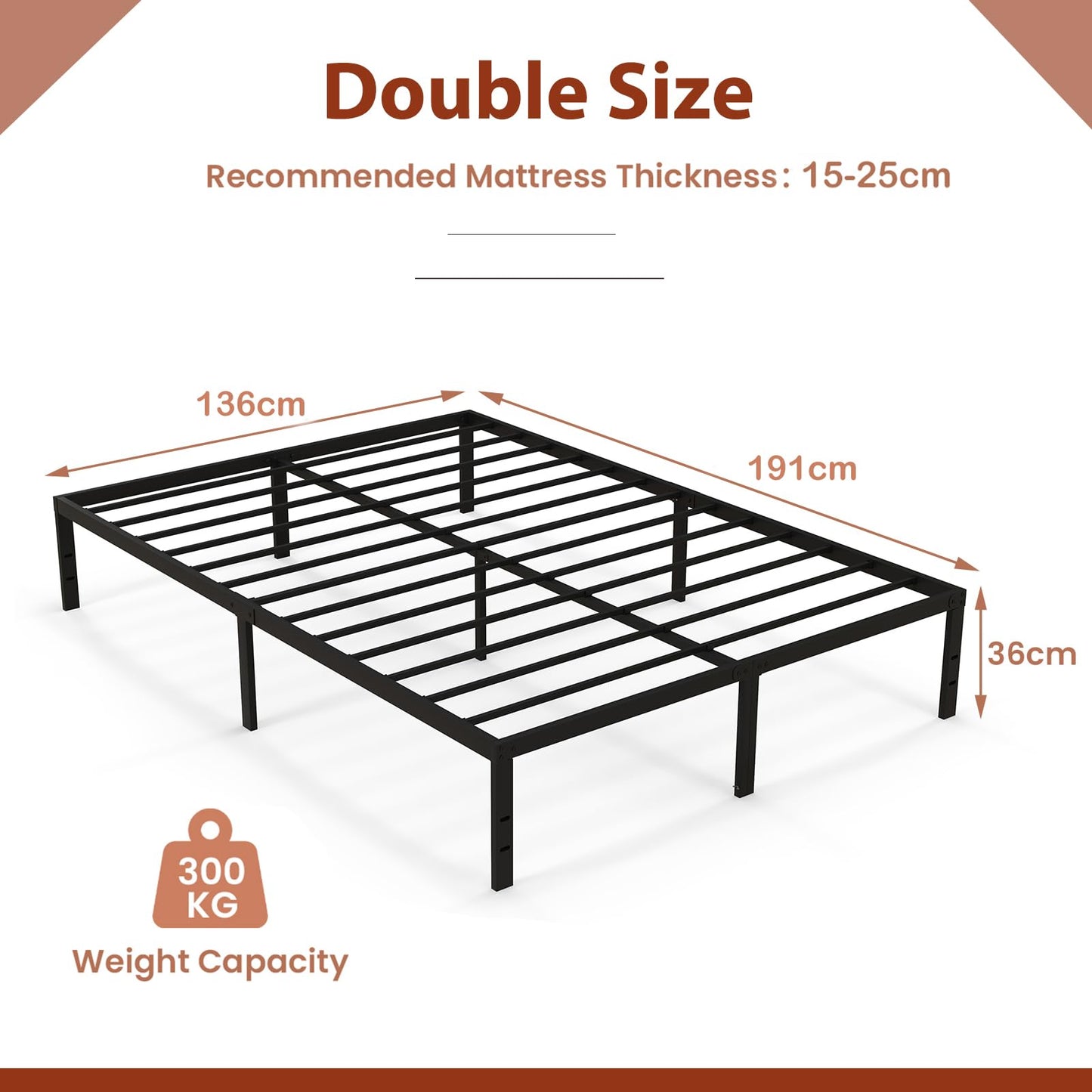 King and Double Size Heavy Duty Metal Platform Bed Frame