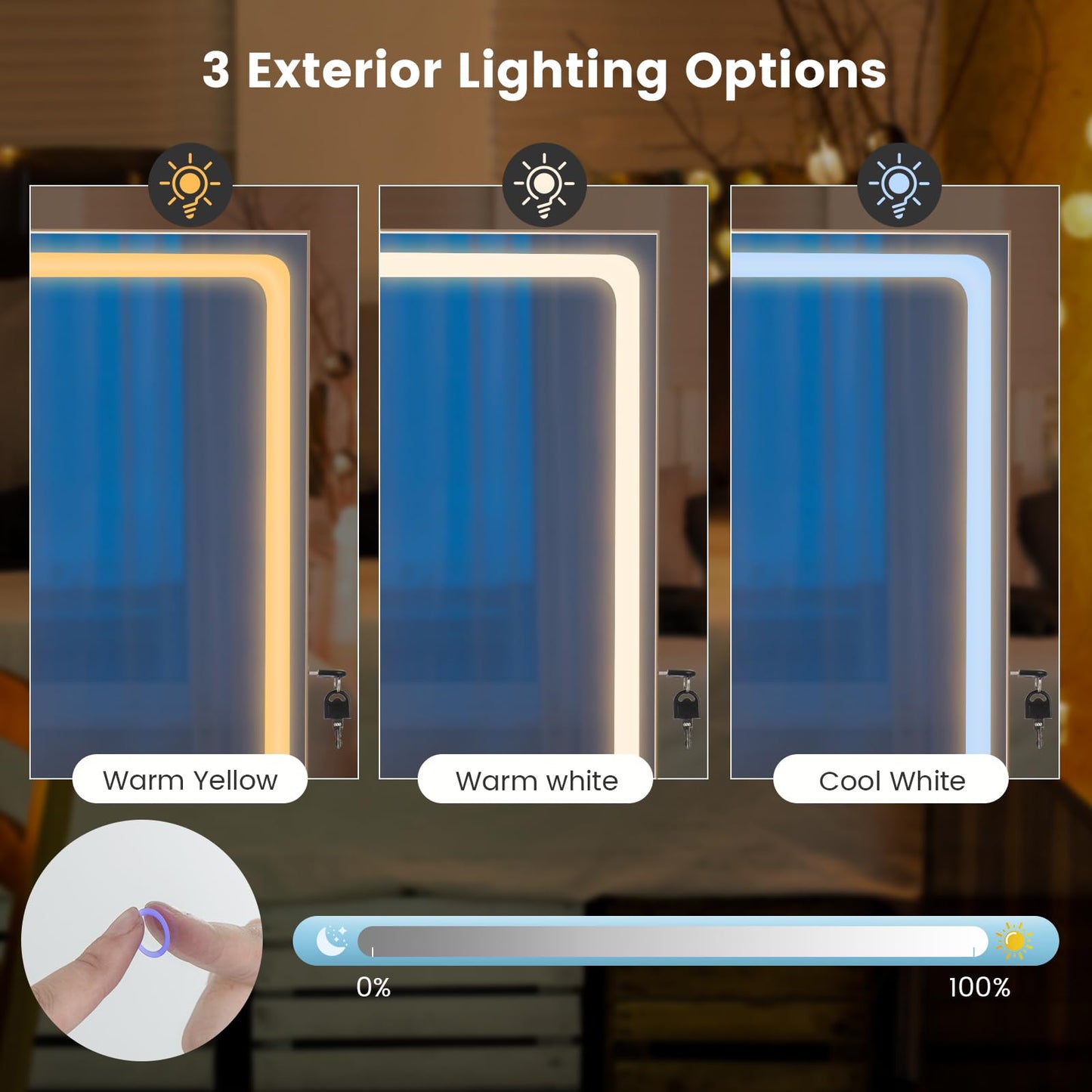 Standing Jewelry Cabinet with LED Lights Lipstick Box and 2 Drawers
