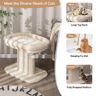 2-Tier Cats Tower with Sisal Scratching Panel Scratcher and Jingling Toy