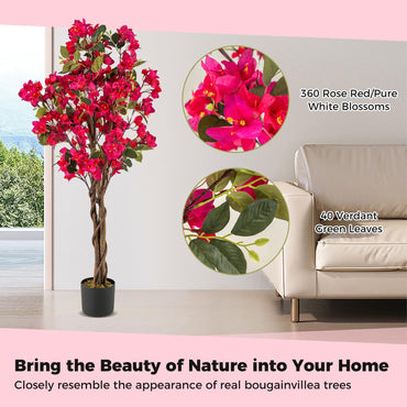 120 CM Tall Artificial Bougainvillea Tree with Blooming Flowers