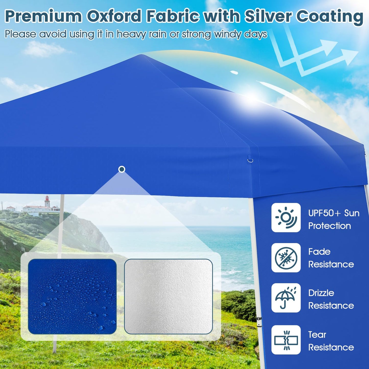 Pop up Canopy Tent with 2 Sidewalls Easy Setup Outdoor Sun Shelter