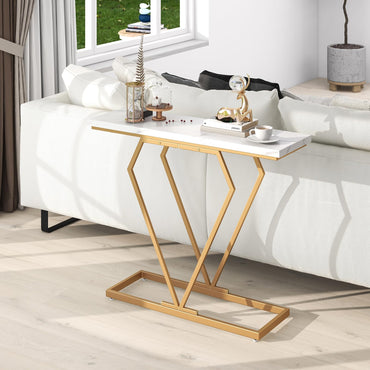 100 cm Gold Console Table with Diamond Shape Geometric Frame