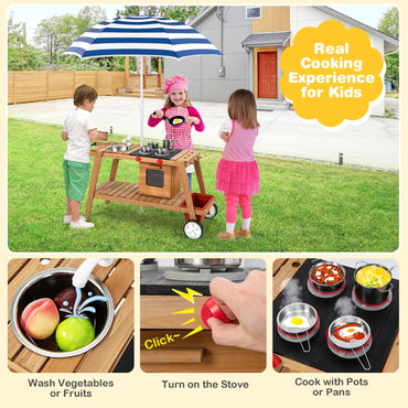 Outdoor Wooden Mud Kitchen for Kids Toddlers