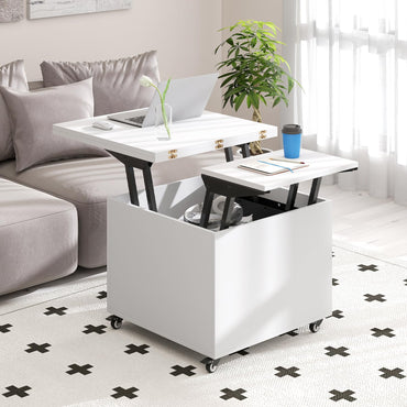 Lift Up Top Coffee Table, 3-in-1 Convertible Wooden Cocktail Center Table