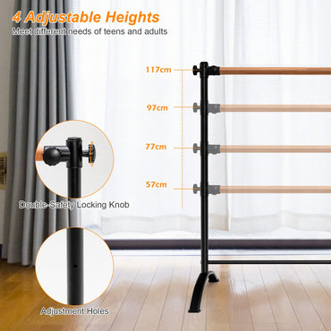 4 Feet Freestanding Ballet Barre with Height Adjustable
