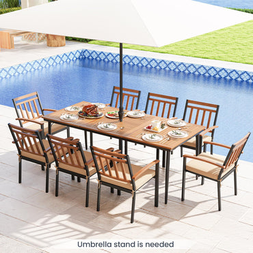 8-Seater 2m Acacia Wood Picnic Table with Slat Tabletop