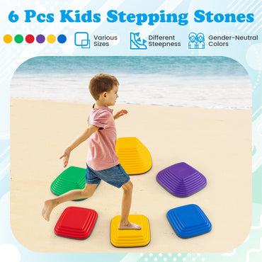 6 Pieces Kids Stepping Stone Non-Slip Square Toddler Balance Stones