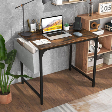 Home Office Desk with Charging Station and Storage Bag