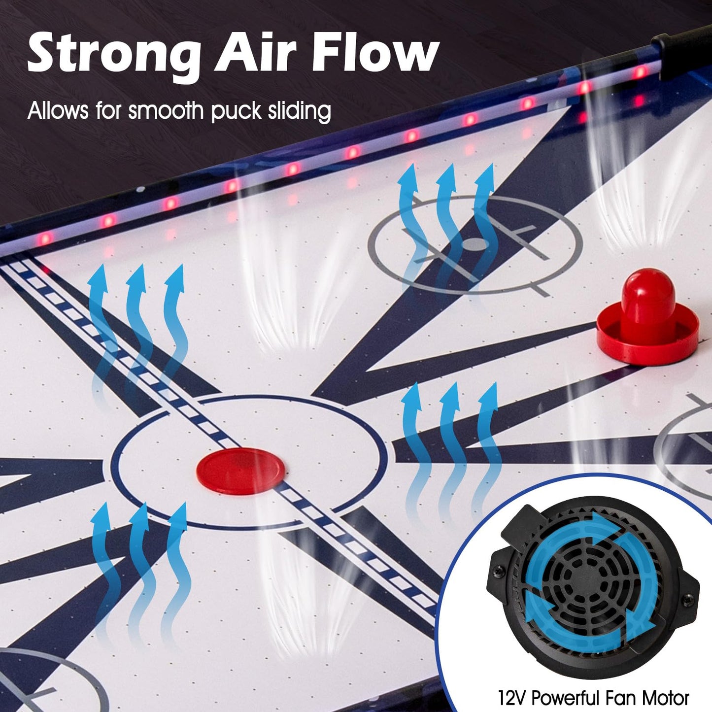 Air Hockey Game Table with 2 Pushers and Pucks mfor Game Room