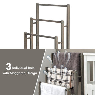 Freestanding Bathroom Towel Rail with Bottom Shelf and Anti-toppling Device