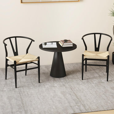 Weave Dining Chair Set of 2 Mid-Century Modern Metal Kitchen Dinner Accent Side Armchair