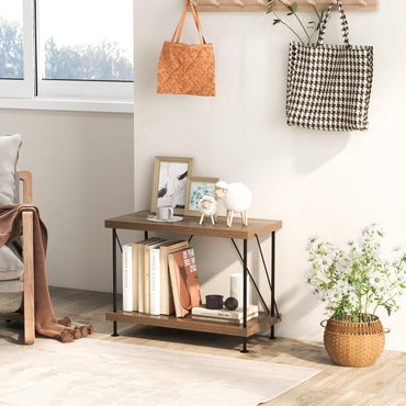 2-Tier Multipurpose Display Rack with Metal Frame for Living Room Home Office