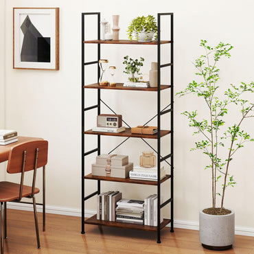 Wooden Storage Bookcase Ladder Shelving Unit