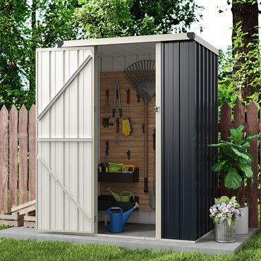 4 x 3ft Metal Garden Shed, Galvanized Outdoor Storage Shed with Lockable Door