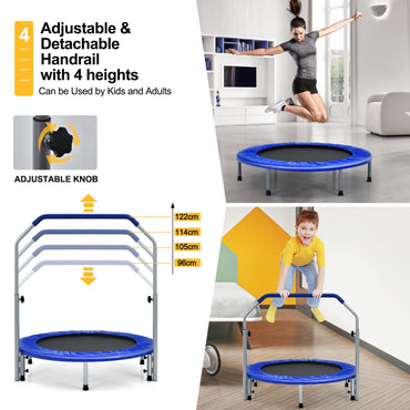 Foldable Fitness Bouncer with 4 Level Adjustable Foam Handle and Safety Padded Cover