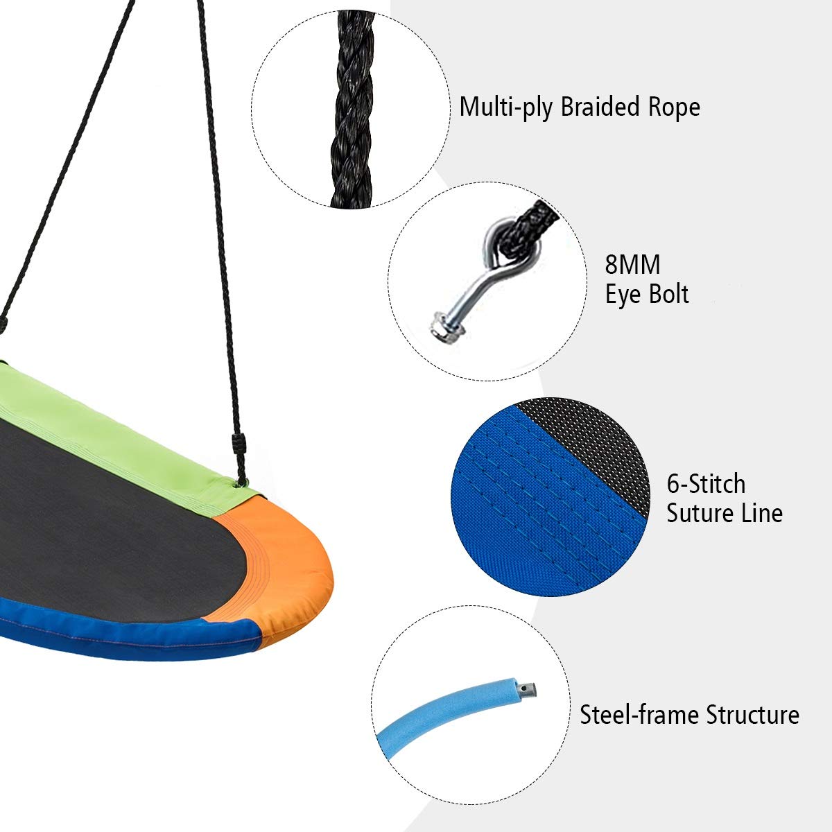 60 inch Kids Nest Swing with Adjustable Hanging Ropes