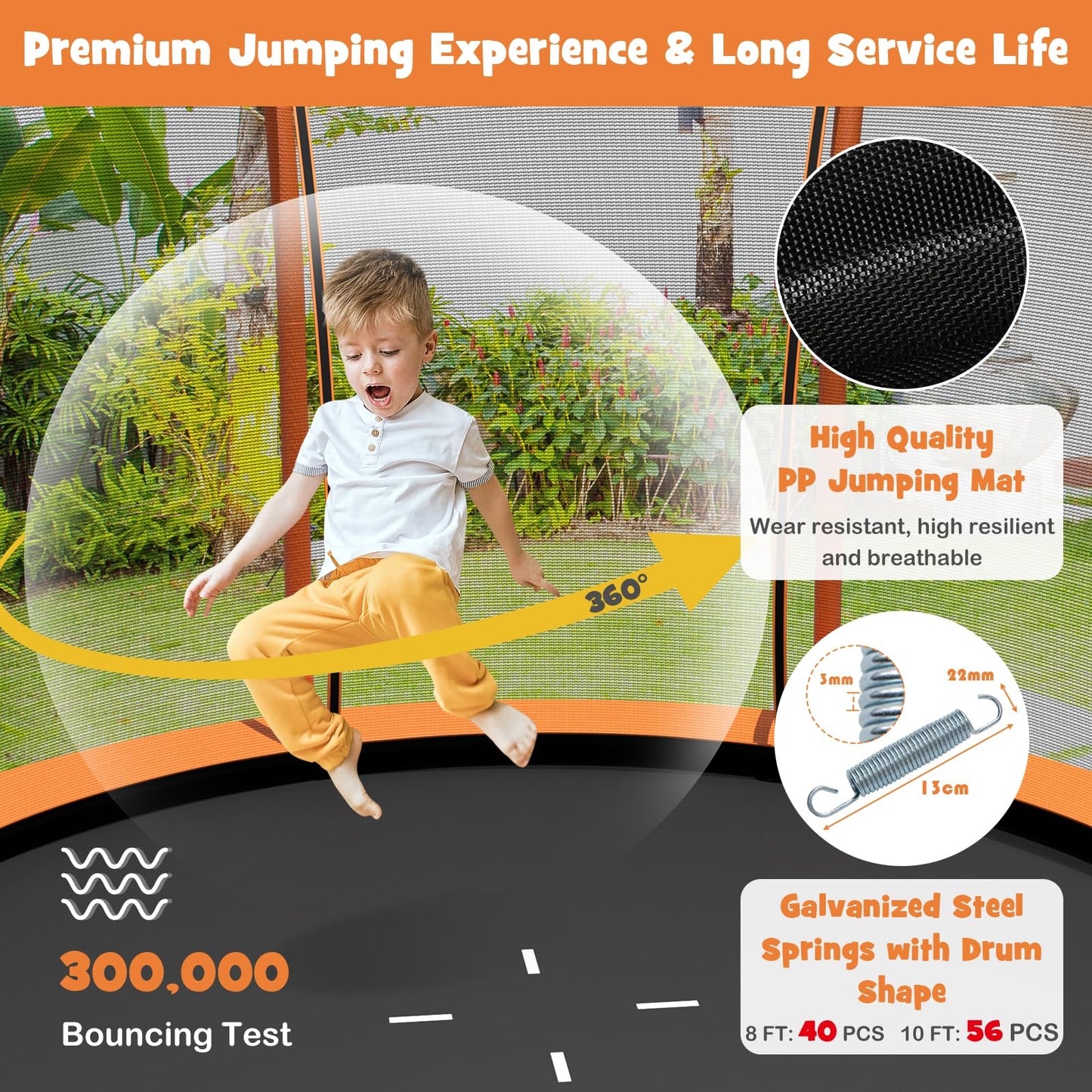 10FT Round Trampolines with Safety Enclosure Net