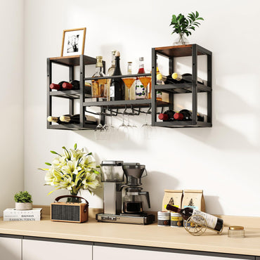 Wall Mounted Wine Rack, 3-Tier Metal Hanging Wine Rack