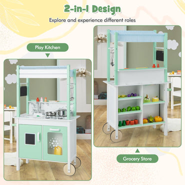 Double sided Pretend Play Kitchen with Remote Control