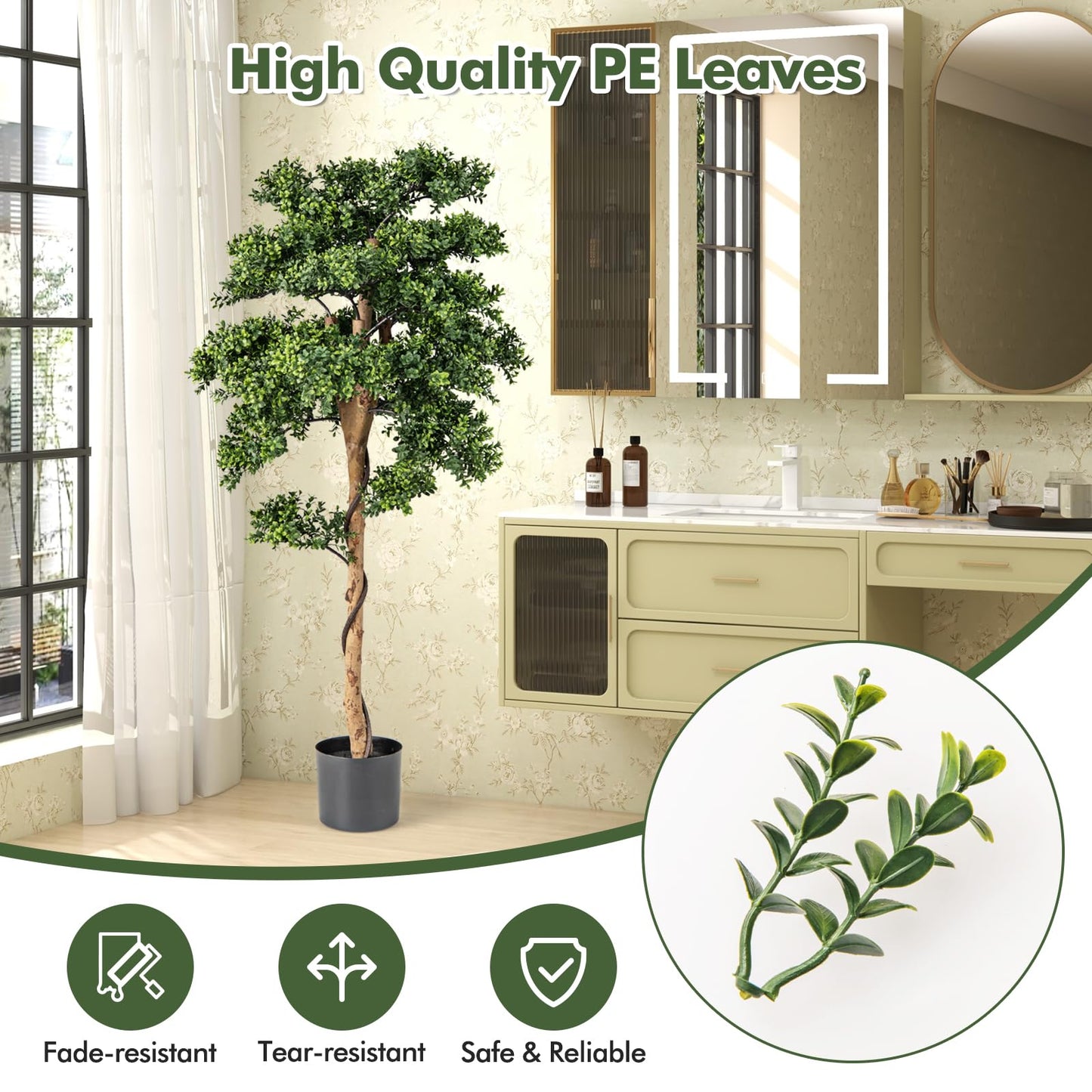 Artificial Boxwood Topiary Tree Potted Plants with PE Leaves