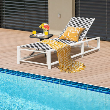 6-Level Adjustable Patio Chaise Lounge Chair Deck Sunbed with Rolling Wheels