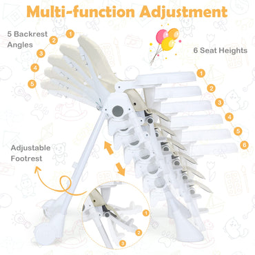 Height Adjustable Folding Highchair for Babies and Toddlers