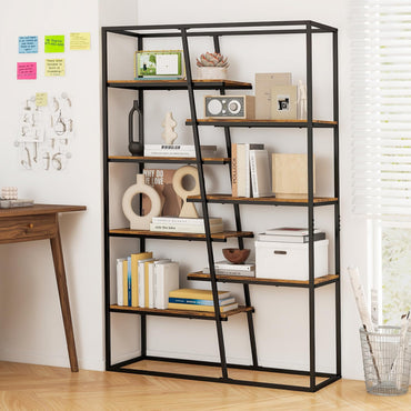 7 Tier Industrial Etagere Bookcase with Heavy duty Metal Frame