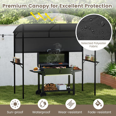 Outdoor BBQ Shelter with Serving Shelf and Storage Hooks (239 x 108cm)