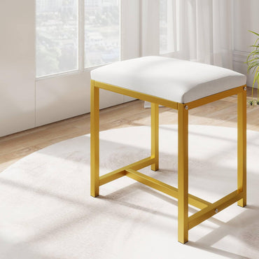 Small Makeup Chair with Soft Padded Cushion and Golden Metal Legs