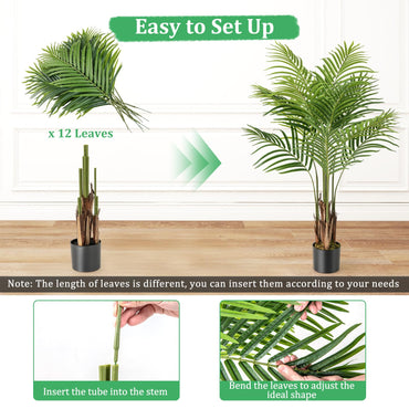 128CM Tall Artificial Palm Paradise Plant with 12 PEVA Leaves and Wide Stable Pot