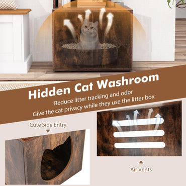 2 in 1 Hidden Cats Washroom Furniture with 3 Storage Shelves