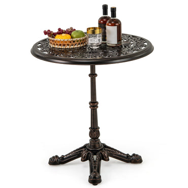 Cast Aluminum Patio Bistro Table with Hollow Top & Cross Base