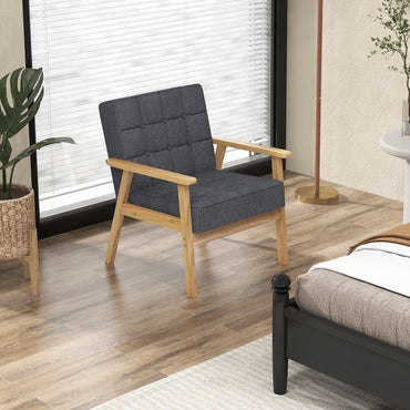 Modern Accent Chair with Rubber Wood Armrests