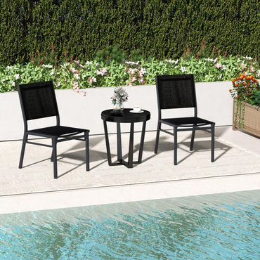 Aluminum Frame Patio Chairs with Curved Backrest & Fabric Seat