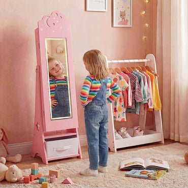 Kids Jewelry Cabinet with Sensor Lights and Full-Length Mirror
