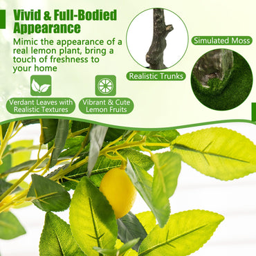 160cm Tall Fake Lemon Plant with Lemon Fruits and Cement Pot