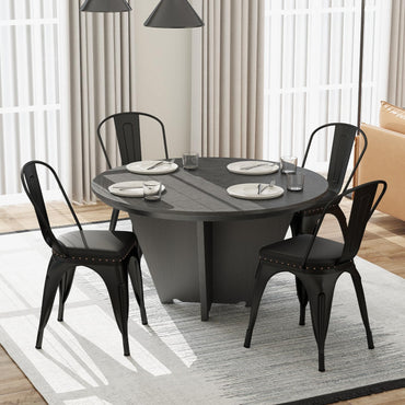 Metal Dining Chair Set of 4 with Removable Backs and PU Leather Cushioned Seat